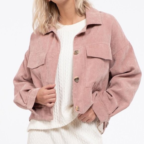 🛍LAST ONE Blu Pepper Dusty Pink Corduroy Jacket - Picture 1 of 4